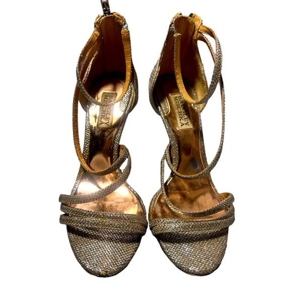 Badgley Mischka heels with flaws on heel sparkly elegant formal heels size 7 - Picture 2 of 6